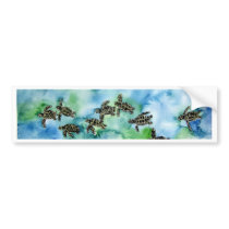 baby sea turtles reptile animal wildlife painting bumper sticker