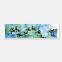 baby sea turtles reptile animal wildlife painting bumper sticker