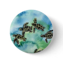 baby sea turtles reptile animal wildlife painting pinback buttons
