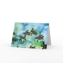 baby sea turtles reptile animal wildlife painting greeting card