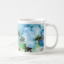 baby sea turtles reptile animal wildlife painting coffee mugs