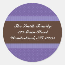 Baby Shower Address Label - Purple and Brown Round Stickers