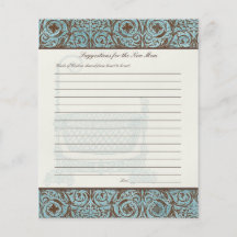 Baby Shower Advice for New Mom - Blue Brown Damask Custom Flyer