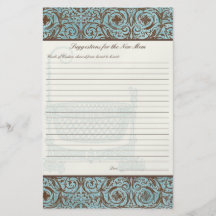Baby Shower Advice for New Mom - Blue Brown Damask Full Color Flyer