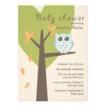 Baby shower bleu d'automne de hibou d'arbre de feu cartons d'invitation