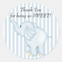 Baby shower bleu d'éléphant de Merci Autocollants