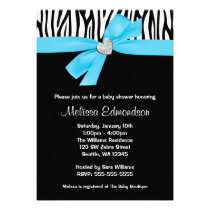 Baby shower bleu turquoise de zèbre de coeur de di invitations