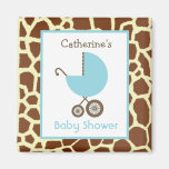 Baby Shower - Blue Carriage and Giraffe Print Refrigerator Magnets