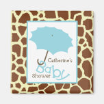 Baby Shower - Blue Umbrella and Giraffe Print Fridge Magnets