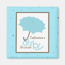 Baby Shower - Blue Umbrella and Robin's Egg Fridge Magnets