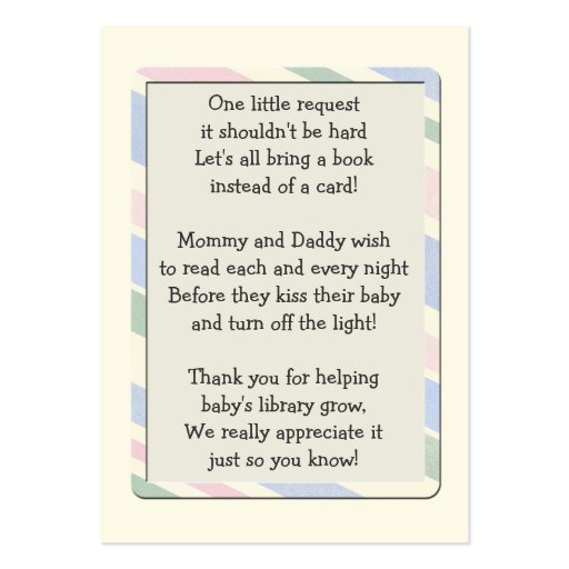 Baby Shower Book Request Insert Card Business Card Templates