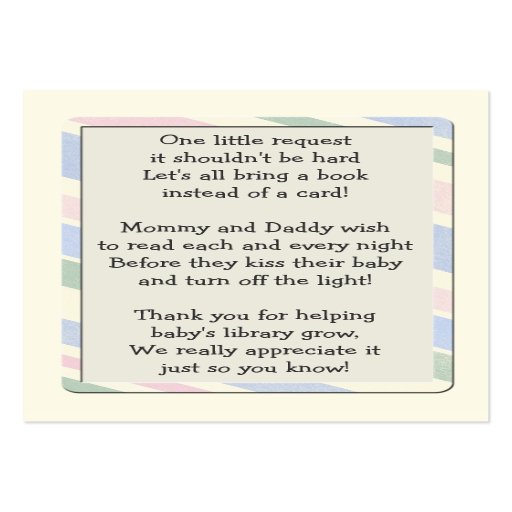 Baby Shower Book Request Insert  Card Business Card Templates