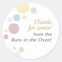 baby shower bun[s] in the oven round sticker