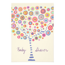 Baby Shower Circle Tree Retro Custom Invitation