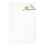 Baby Shower: Cute blue bird with just hatched baby Custom Stationery