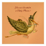 BABY SHOWER de CIGOGNE, or métallique Invitations Personnalisées