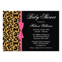 Baby shower de ruban imprimé par rose de motif de  cartons d'invitation personnalisés