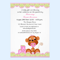 Baby shower de singe de fille invitations
