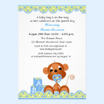 Baby shower de singe de garçon invitations