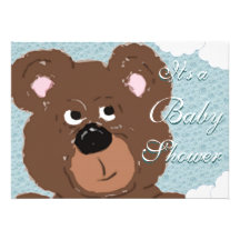 Baby shower d'ours de nounours (sarcelle d'hiver) invitations personnalisables