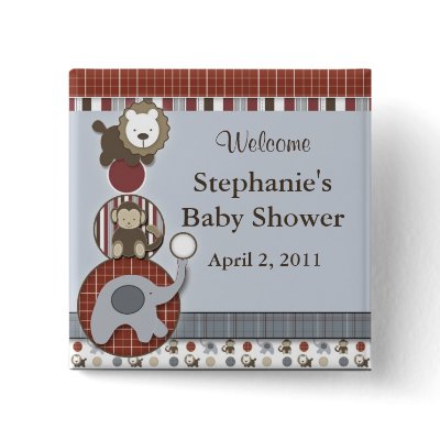 Baby Shower Elephant Monkey & Lion Button by mybabybundles