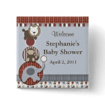 Baby Shower Elephant Monkey & Lion Button
