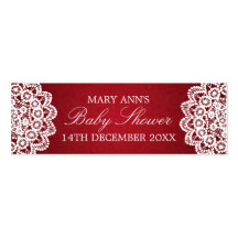 Baby Shower Favor Tag Vintage Lace Red Business Card
