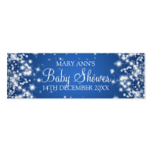Baby Shower Favor Tag Winter Sparkle Blue Business Card