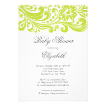 Baby shower floral vert chartreuse moderne de remo faire-parts