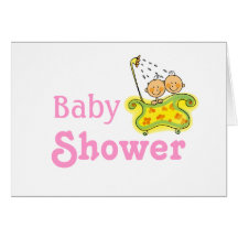 Baby shower for baby girl twins cards