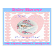 Baby Shower-Girl Baby Love Hearts Postcard