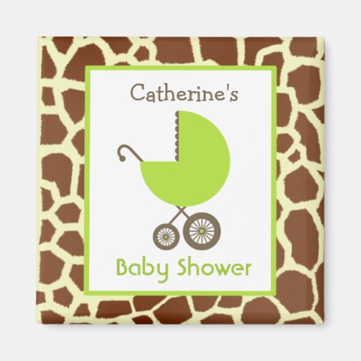 Baby Shower - Green Carriage and Giraffe Print Refrigerator Magnet