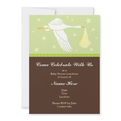 Baby Shower Invitation 5x7 - Green and Brown by maboles