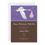 Baby Shower Invitation 5x7 - Purple with Brown
