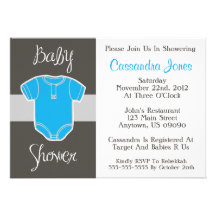 Baby Shower Invitation (Blue Baby Jumper Outfit)