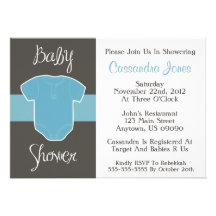 Baby Shower Invitation (Blue Baby Jumper Outfit)