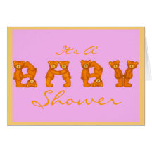 Baby Shower Invitation Cards ~Pink~ Bear Alphabet