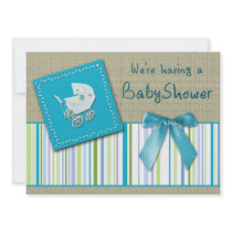 BABY SHOWER INVITATION - CARRIAGE/BOWS