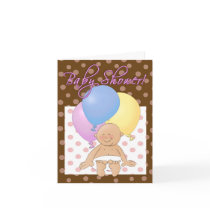 Baby shower invitation cartoon baby & balloons.