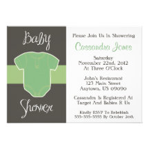 Baby Shower Invitation (Green Baby Jumper)