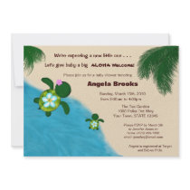 Baby Shower Invitation (Honu) Adorable Turtle BLUE