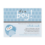 BABY SHOWER INVITATION :: it's a boy owl 7 Postcard
