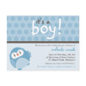 BABY SHOWER INVITATION :: it's a boy owl 7 postcards