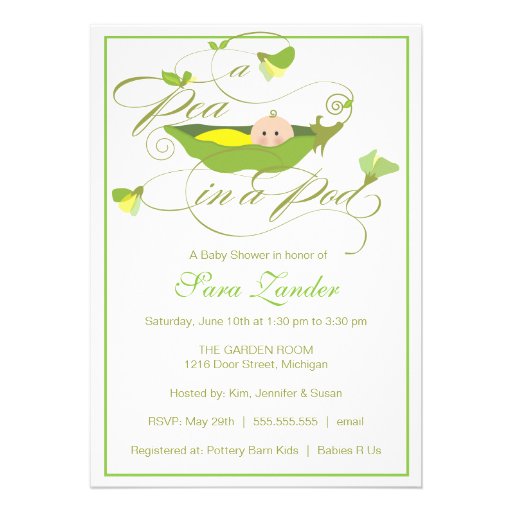 Baby Shower Invitation - Neutral Pea in a Pod