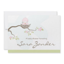 Baby Shower Invitation - Pink  Baby Bird