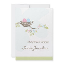 Baby Shower Invitation - Pink & Blue Twin Eggs