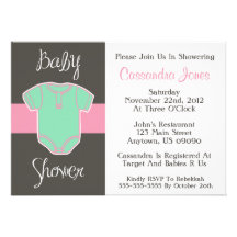 Baby Shower Invitation (Pink / Green Baby Jumper)