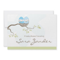 Baby Shower Invitation - Twin Blue Baby Birds