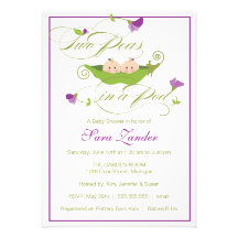 Baby Shower Invitation - Twin Girls Pea in a Pod