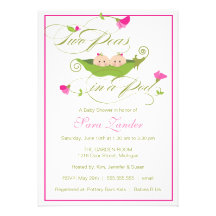 Baby Shower Invitation - Twin Girls Pea in a Pod